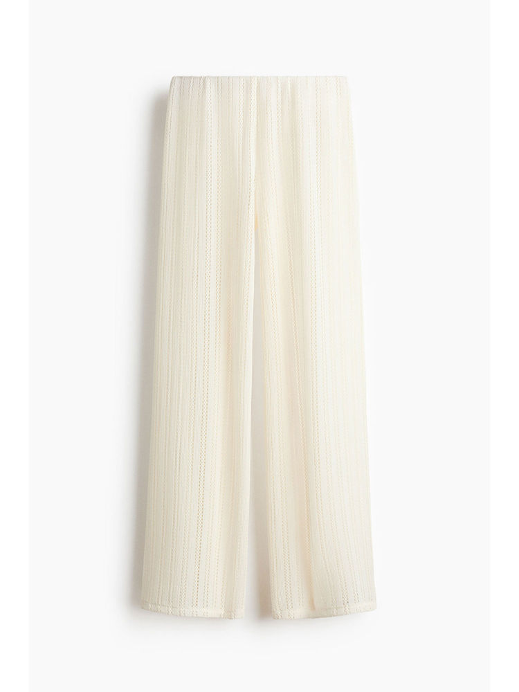 H&M Women White Straight Beach Trousers-picture-11