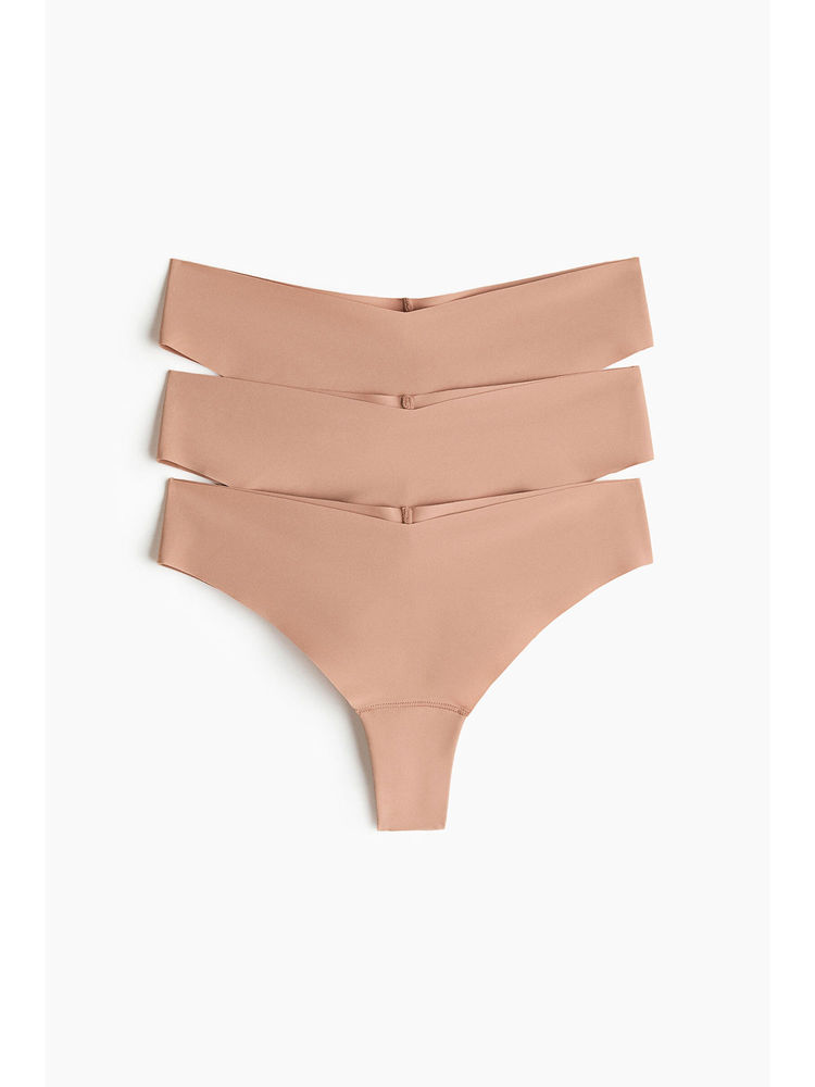 H&M Women Beige 3-Pack Invisible Brazilian Briefs-picture-36