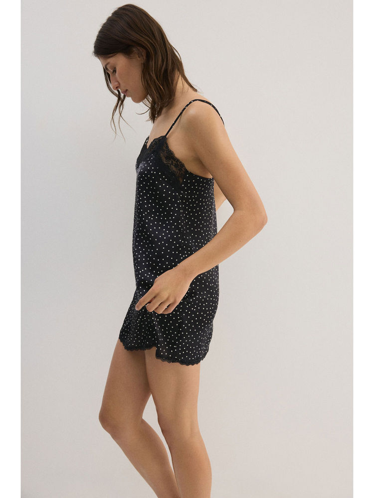 H&M Women Black Lace-Trimmed Satin Nightslip-picture-35