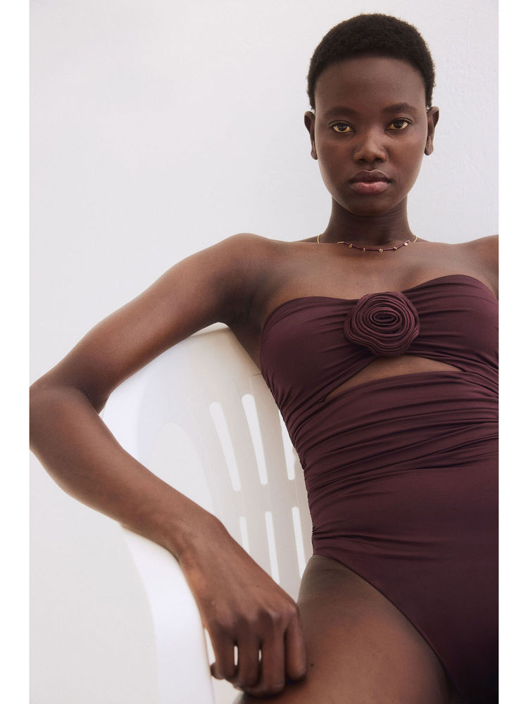 H&M Women Red Padded-Cup Bandeau Swimsuit-picture-24
