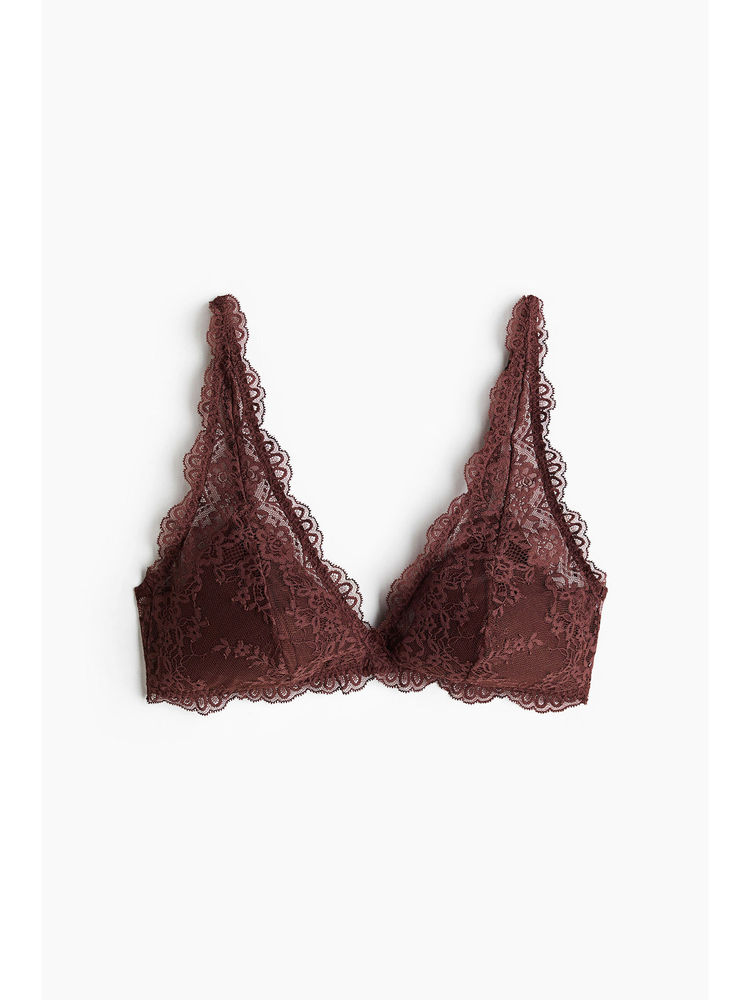 H&M Women Brown Padded Soft Lace Bra-picture-34