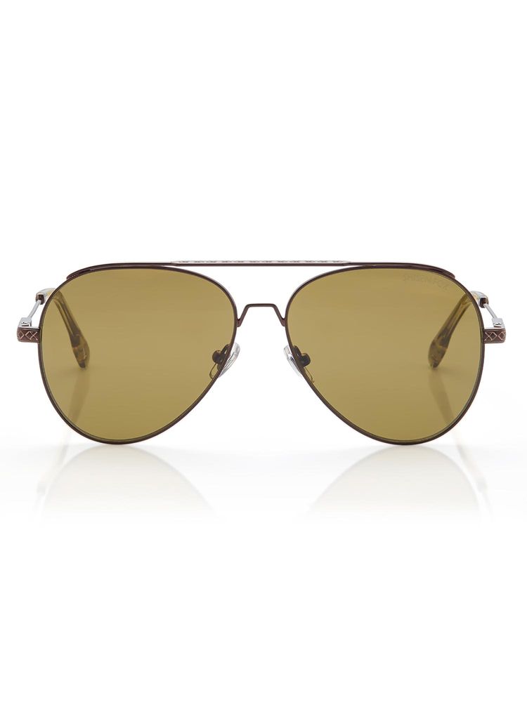 Shisen Fox Unisex Arias Daitan Steel Brown Aviator Uv Coating Full Rim Sunglass-Asg24 (58)-image-3