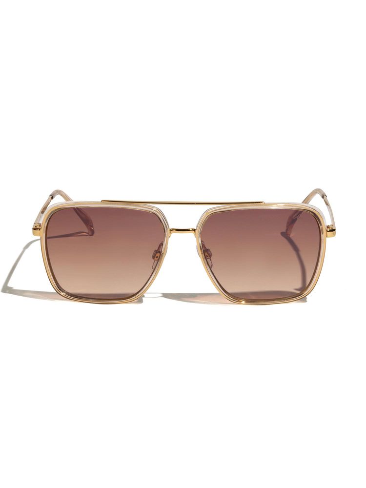 Vintage Unisex Metal Brown Rectangle UV Coating Full Rim Sunglass-Guilt Col 156 (57)-image-28