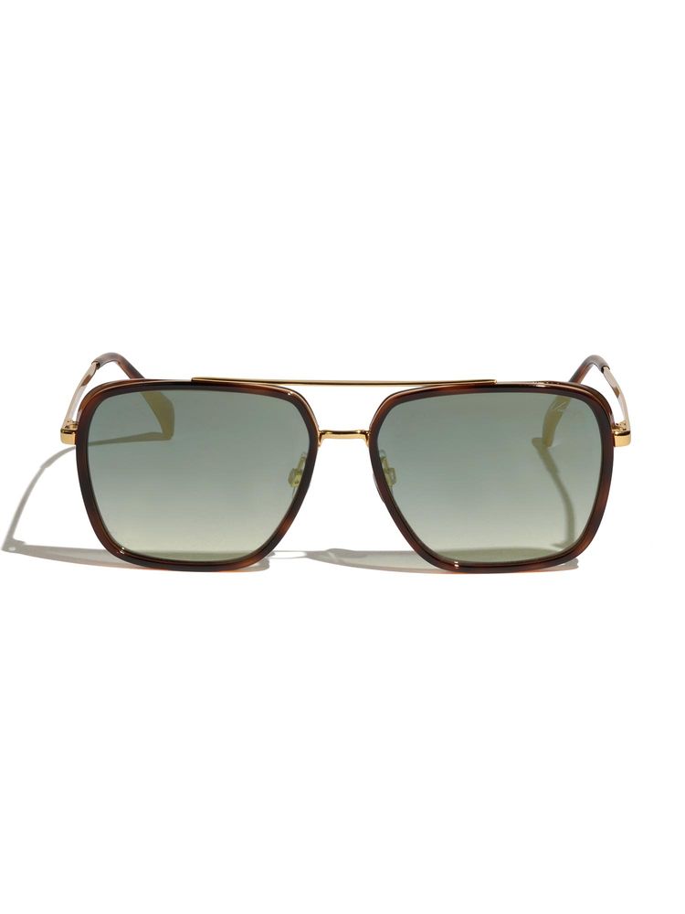 Vintage Unisex Metal Green Rectangle UV Coating Full Rim Sunglass-Guilt Col 341 (57)-image-45