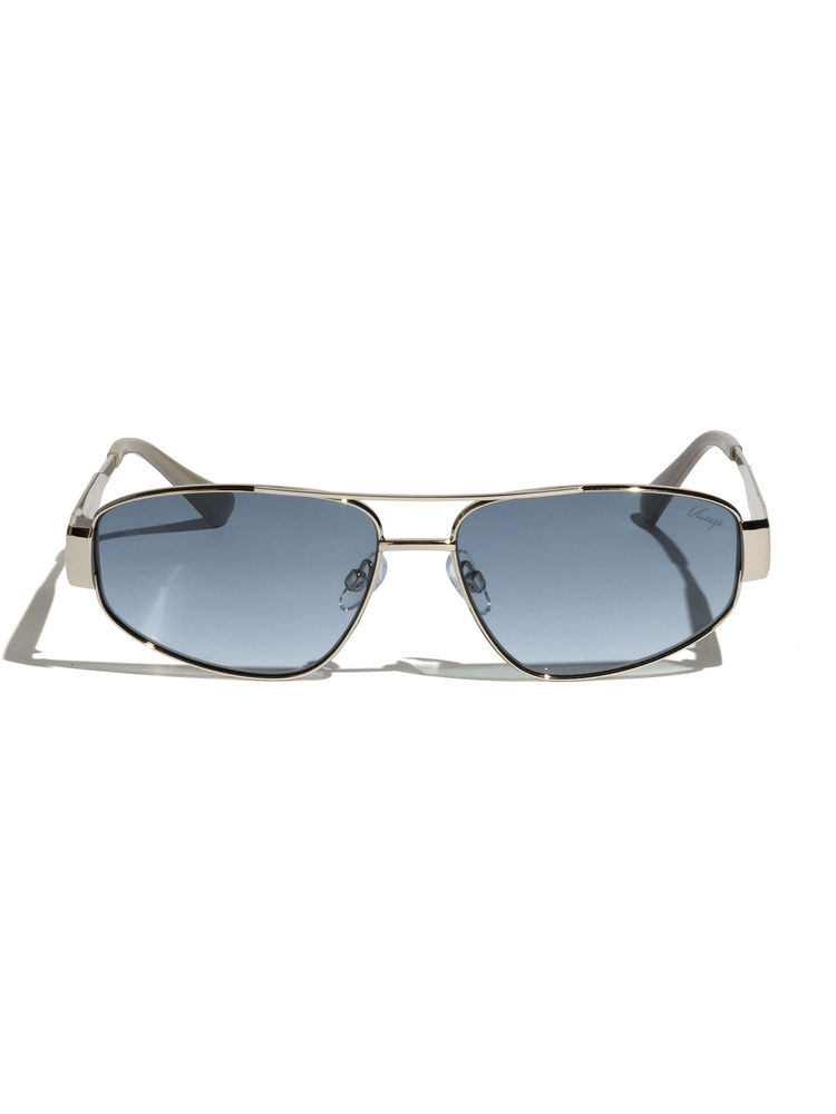 Vintage Unisex Metal Blue Rectangle UV Coating Full Rim Sunglass-Vatican Col 317 (57)-image-39