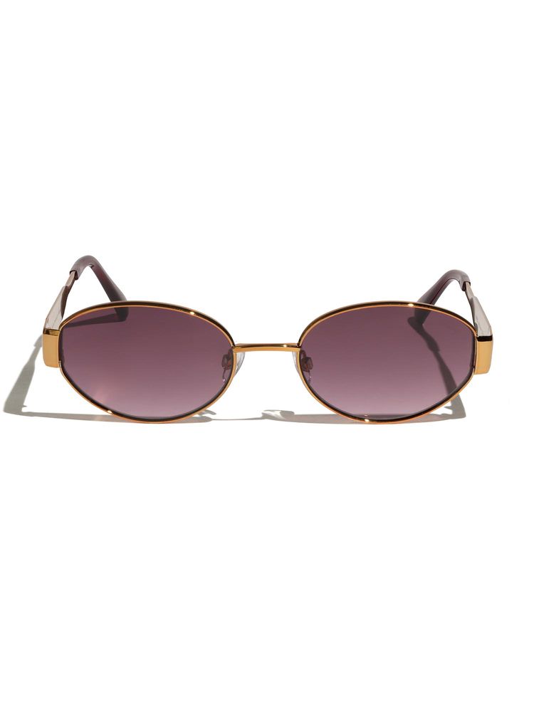 Vintage Women Metal Purple Oval UV Coating Full Rim Sunglass-Venice Col 315 (54)-image-35
