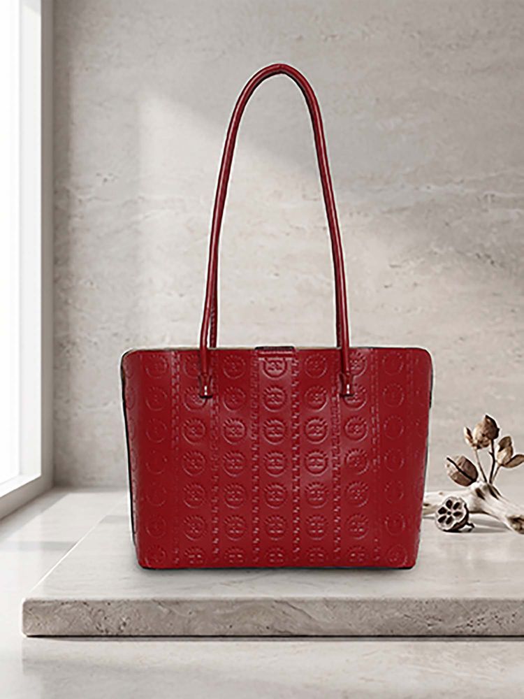 ESBEDA Maroon Knot Loop Gloss Tote Bag (M)-picture-22