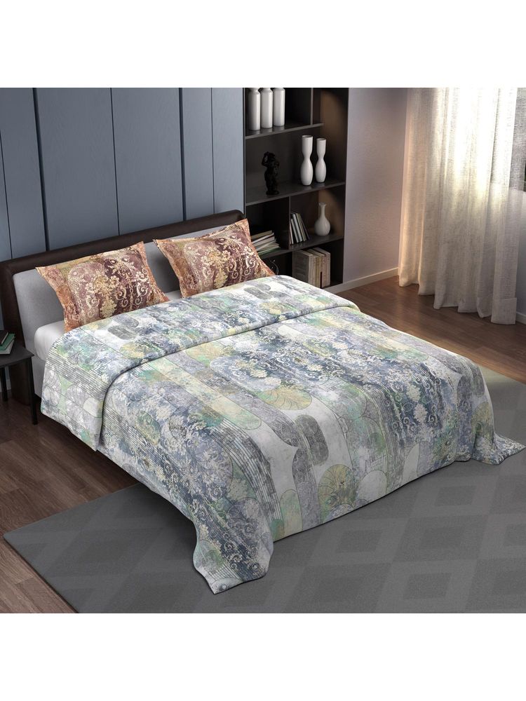 Synergized Cotton Bedsheet With 2 Pillow Covers Green Botanical Layer-N10-image-29