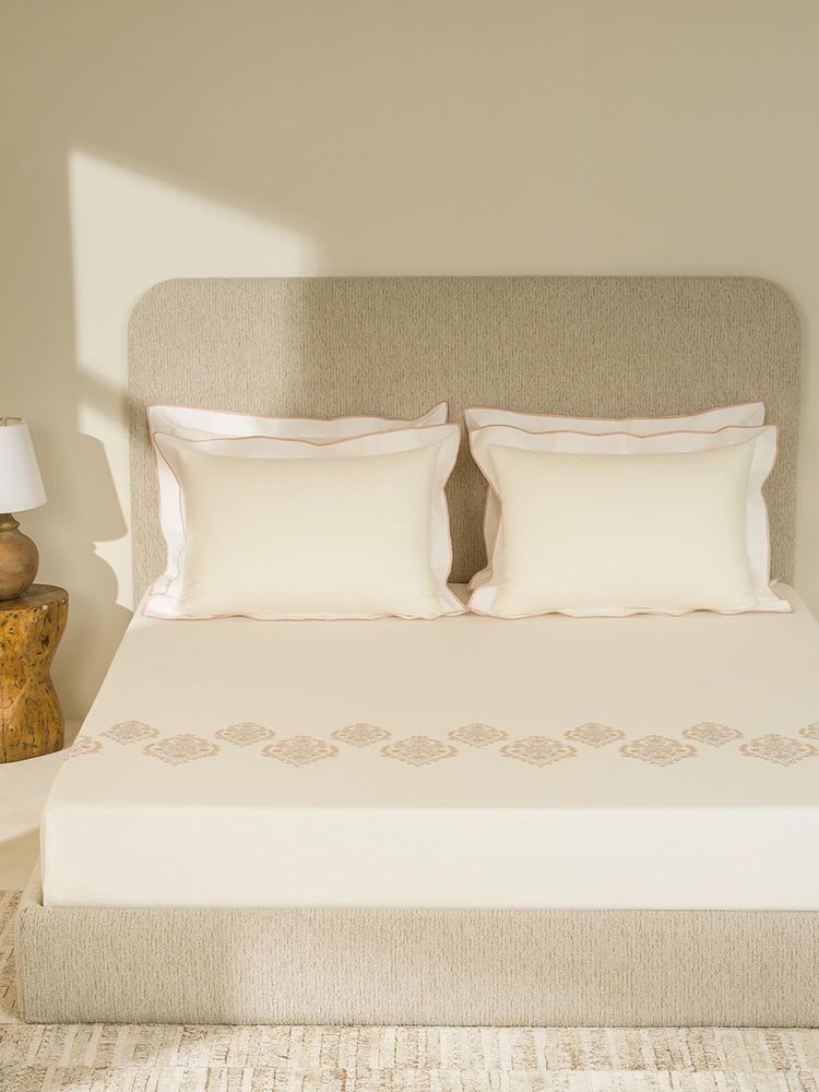 SANSAAR A D'DECOR BRAND LIVE CONSCIOUSLY Bedsheet Tofu White King 1 Bedsheet 2 Pillow Covers-image-5