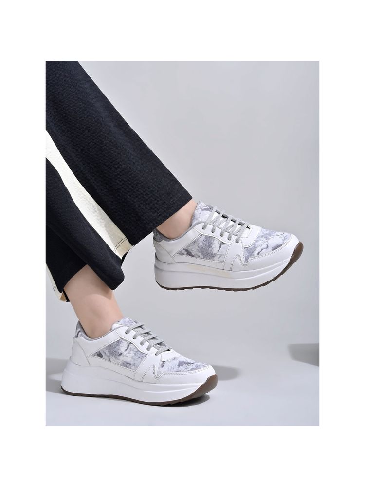 Shoetopia Smart Casual White Sneakers for Women-picture-13