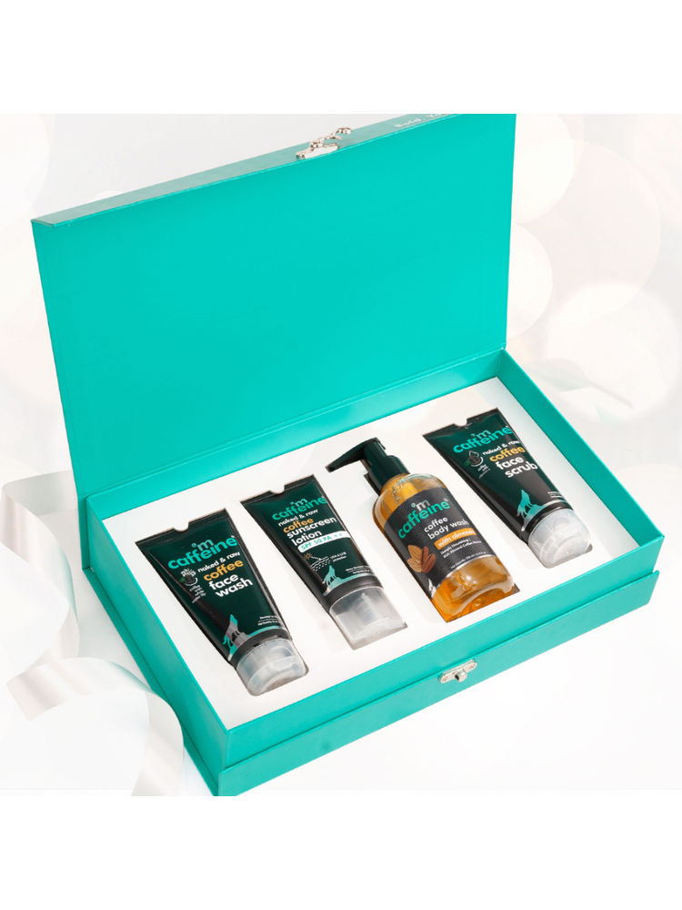 mCaffeine Start Easy Skincare Gift Kit - Premium Face & Body Care Gift - Complete Shower Care