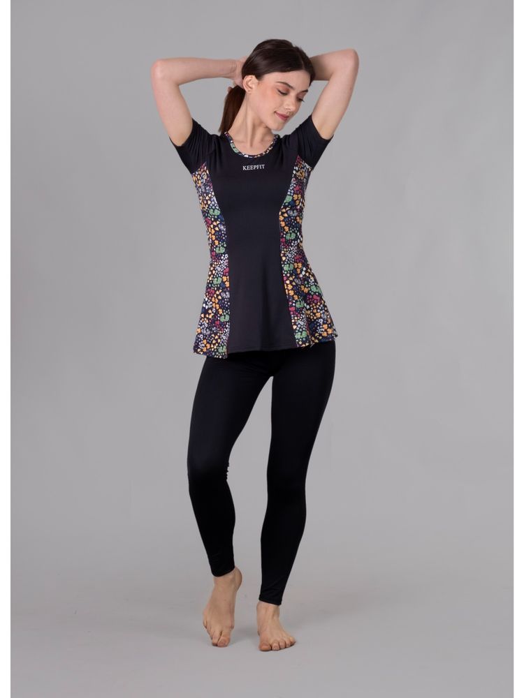 Keepfit Womens Floral Printed Swimsuit Black-picture-7