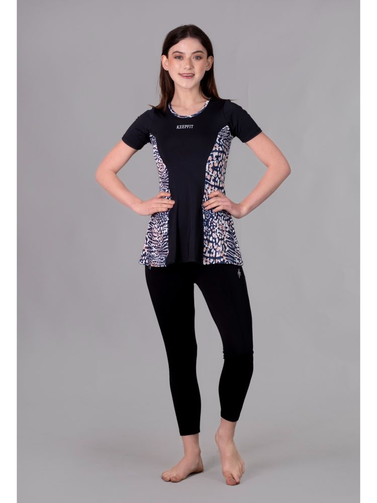 Keepfit Womens Leopard Printed Swimsuit Black-image-6