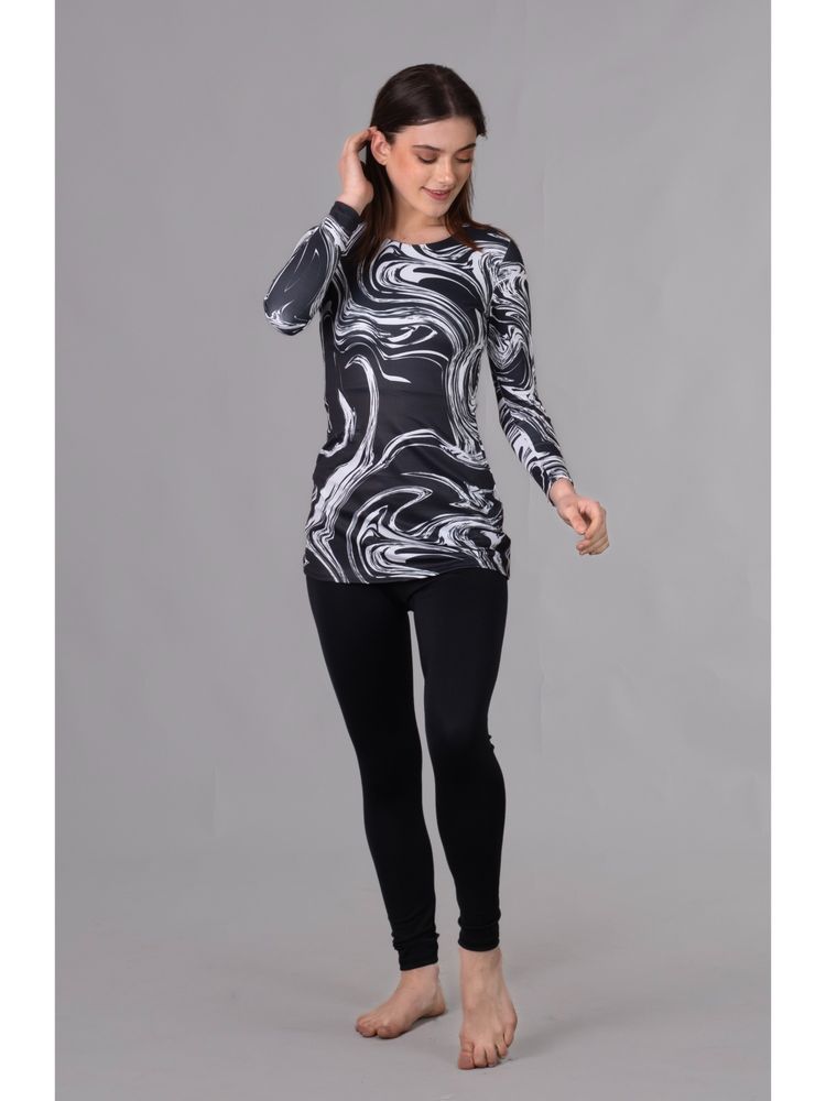 Keepfit Womens Marble Printed Swimsuit Black-picture-9