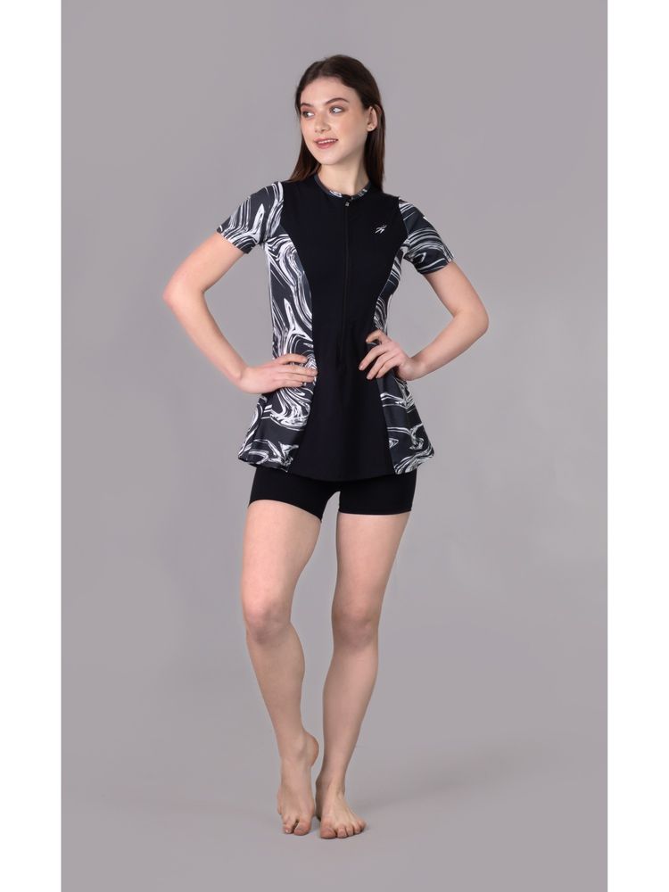 Keepfit Womens Marble Printed Zipper Swimsuit-image-9