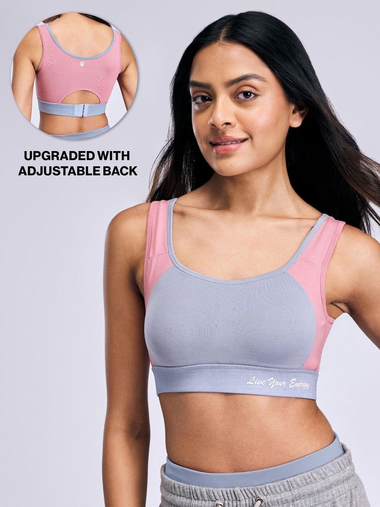 Nykd By Nykaa Mid-Impact Cotton Sports Bra with Hook & Eye & Removable Cups NYK904 Blue-picture-28