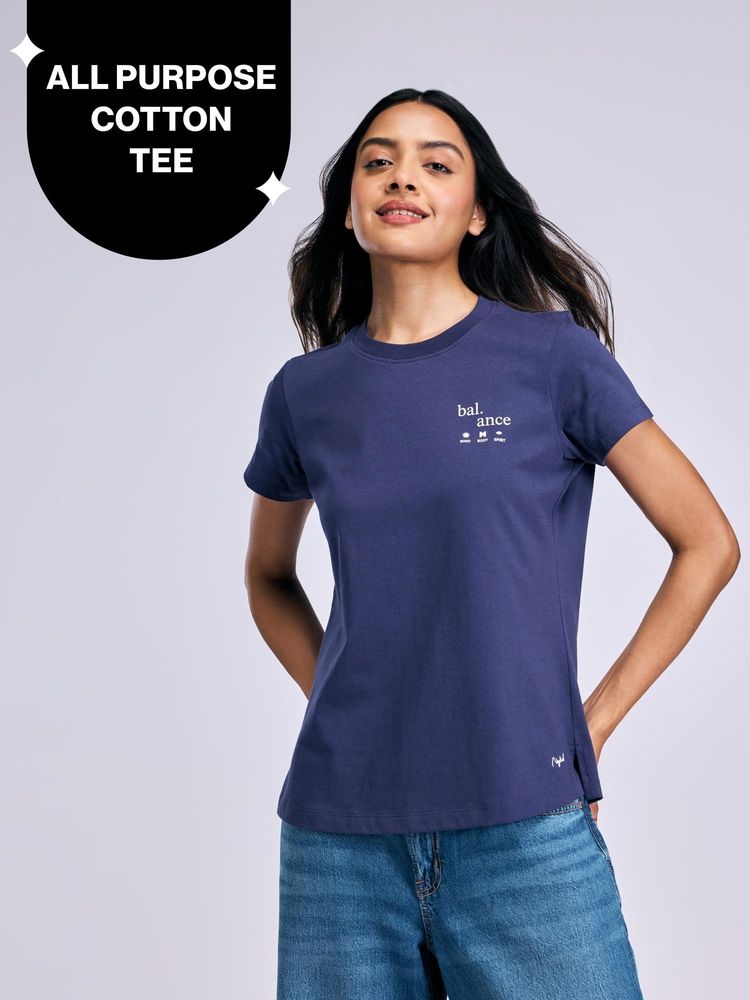 Nykd By Nykaa Breathe Cotton All Purpose Multi-Tasking Tee NYAT513 Navy-picture-28