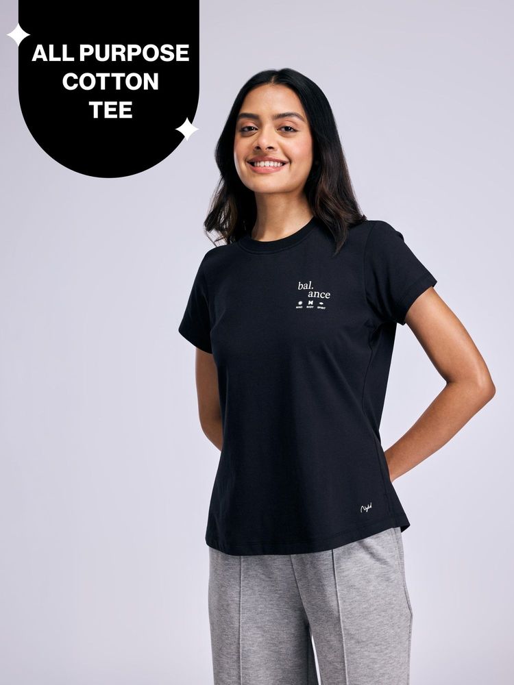 Nykd By Nykaa Breathe Cotton All Purpose Multi-Tasking Tee NYAT513 Black-picture-10