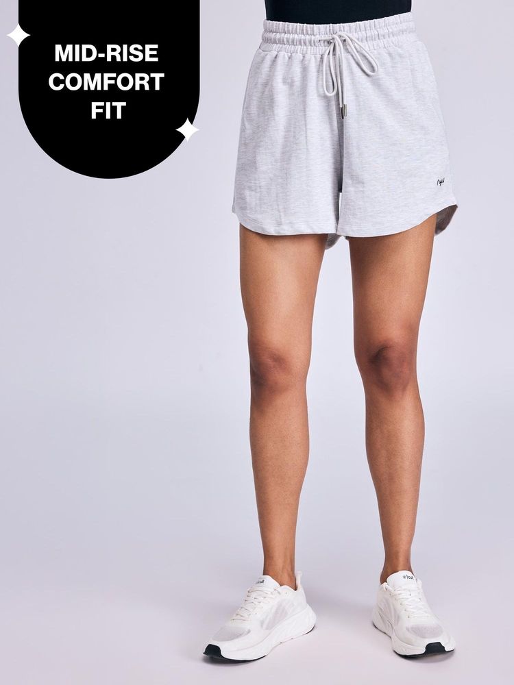 Summer Essential Cotton Relaxed Fit Shorts with Pockets-NYAT504-Grey Melange-image-36