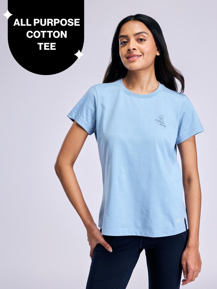 Nykd By Nykaa Breathe Cotton All Purpose Multi-Tasking Tee NYAT513 Blue-image-4