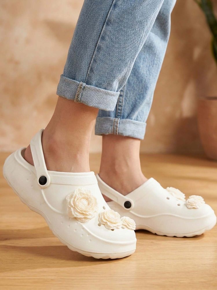 Iconics Women White Flora Clogs-picture-23