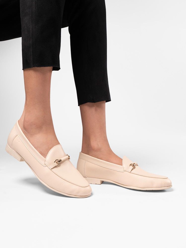 Yoho Beige Bliss Comfortable Loafers for Women-image-1