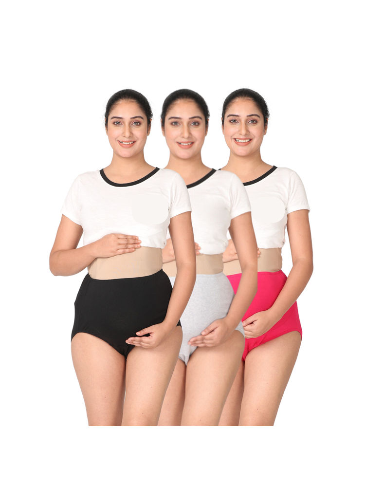 Adira Multi-Color Belly Panel Maternity Panties (Pack of 3)-picture-10