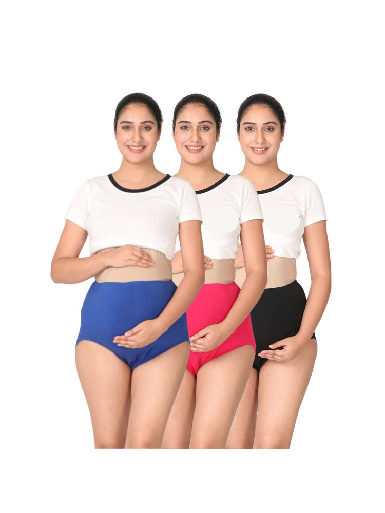 Adira Multi-Color Belly Panel Maternity Panties (Pack of 3)-picture-20