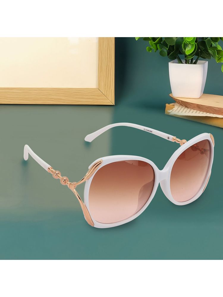Carlton London Premium White & Rose Gold Toned UV Protected Lens Oversized Sunglass for Women (141)-image-3