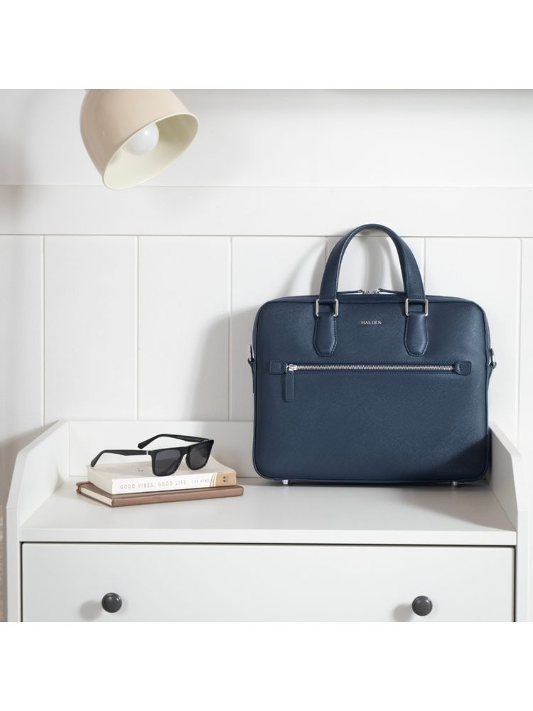HALDEN Belford Blue Vegan Saffiano Leather Laptop Bag-picture-17