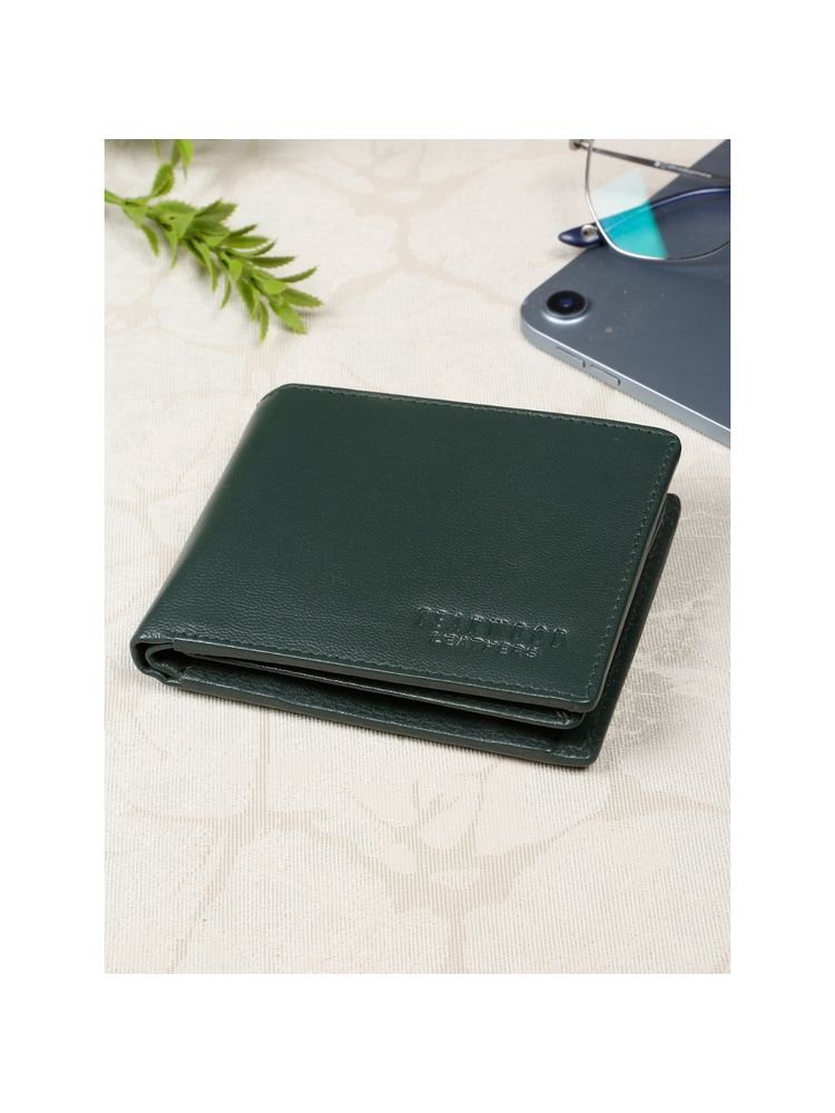 Teakwood Mens Classic Green Leather Bi-Fold Wallet-picture-27