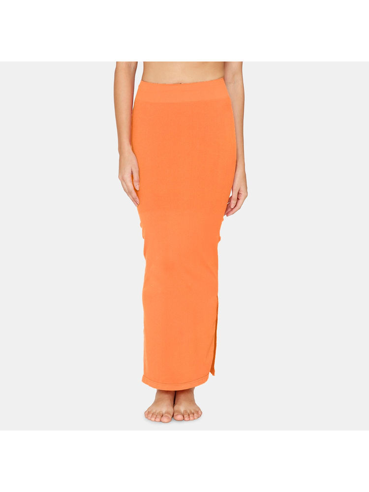 Zivame Seamless All Day Mermaid Saree Shapewear With Removable Drawcord - Orange-picture-21