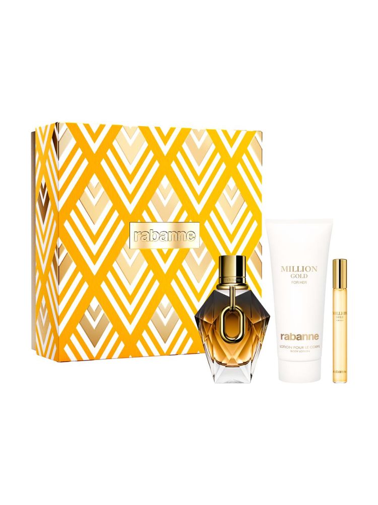 Paco Rabanne Million Gold For Her Parfum With Eau De Parfum Megaspritzer & Body Lotion-image-9