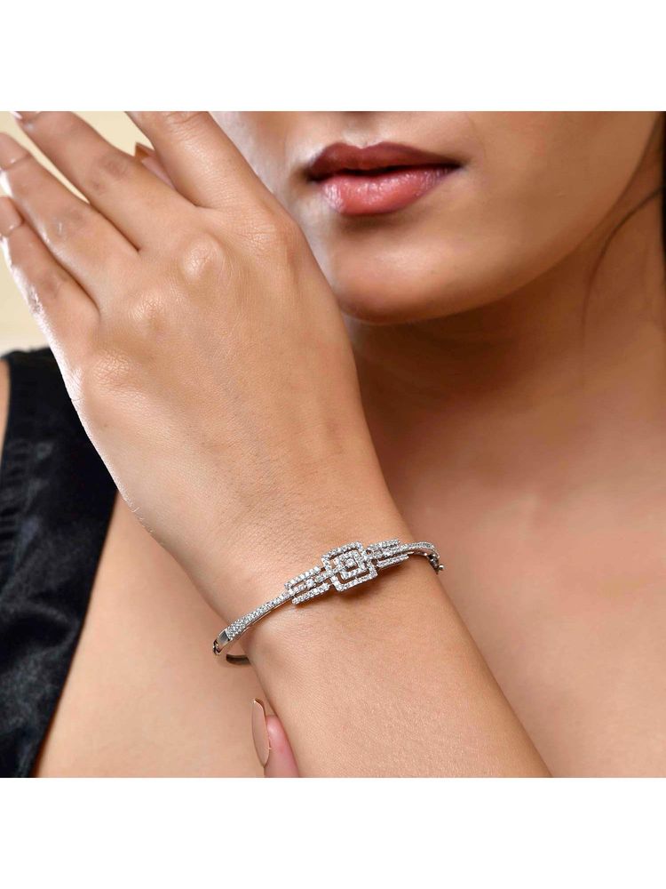Voylla Sparkling Elegance Crystalline Tiara American Diamond Adjustable Bracelet-picture-21
