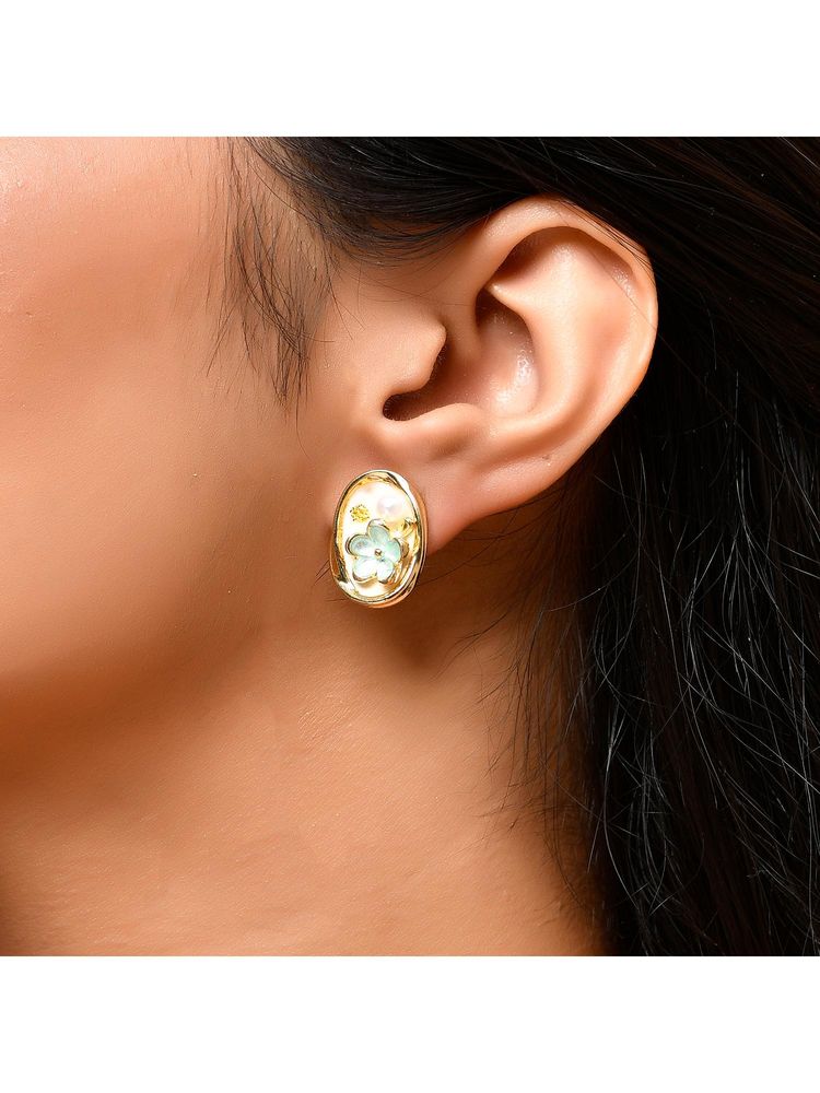 Voylla Blossom Daylight Golden Drop Earrings-picture-33