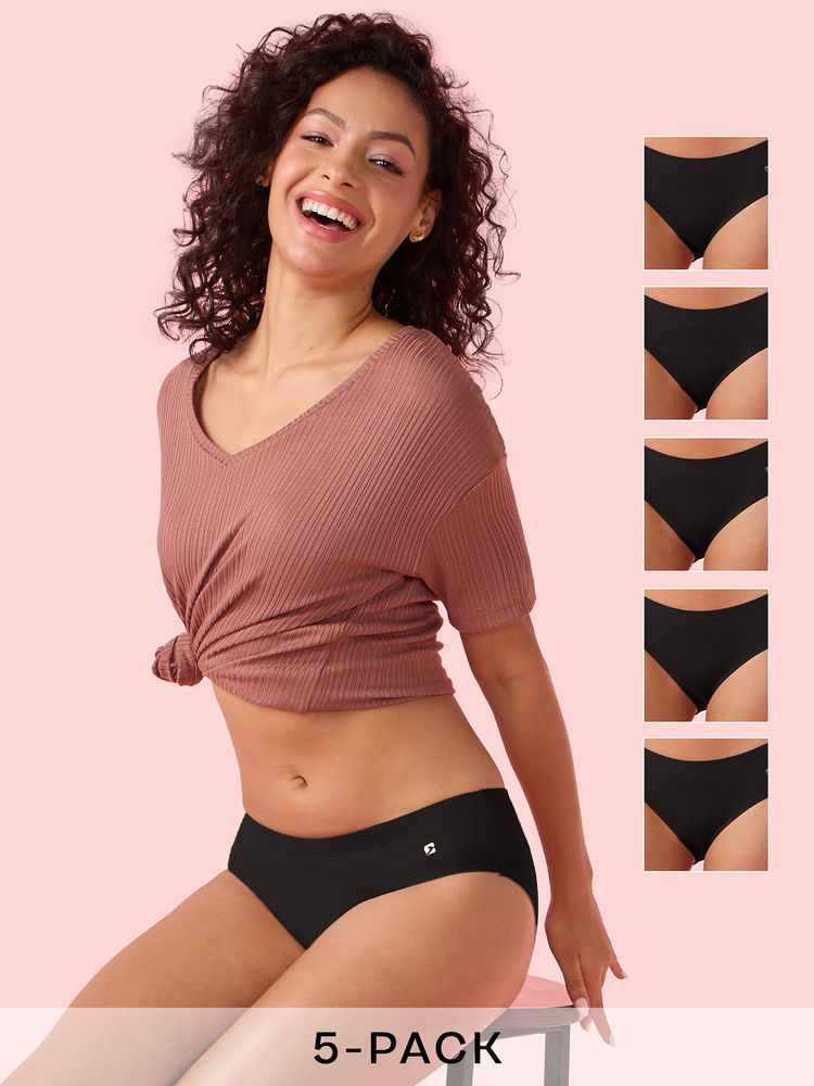 Enamor CR17-Stretch Cotton Antimicrobial & Stain Release Finish Hipster Panty (Pack of 5)-picture-13