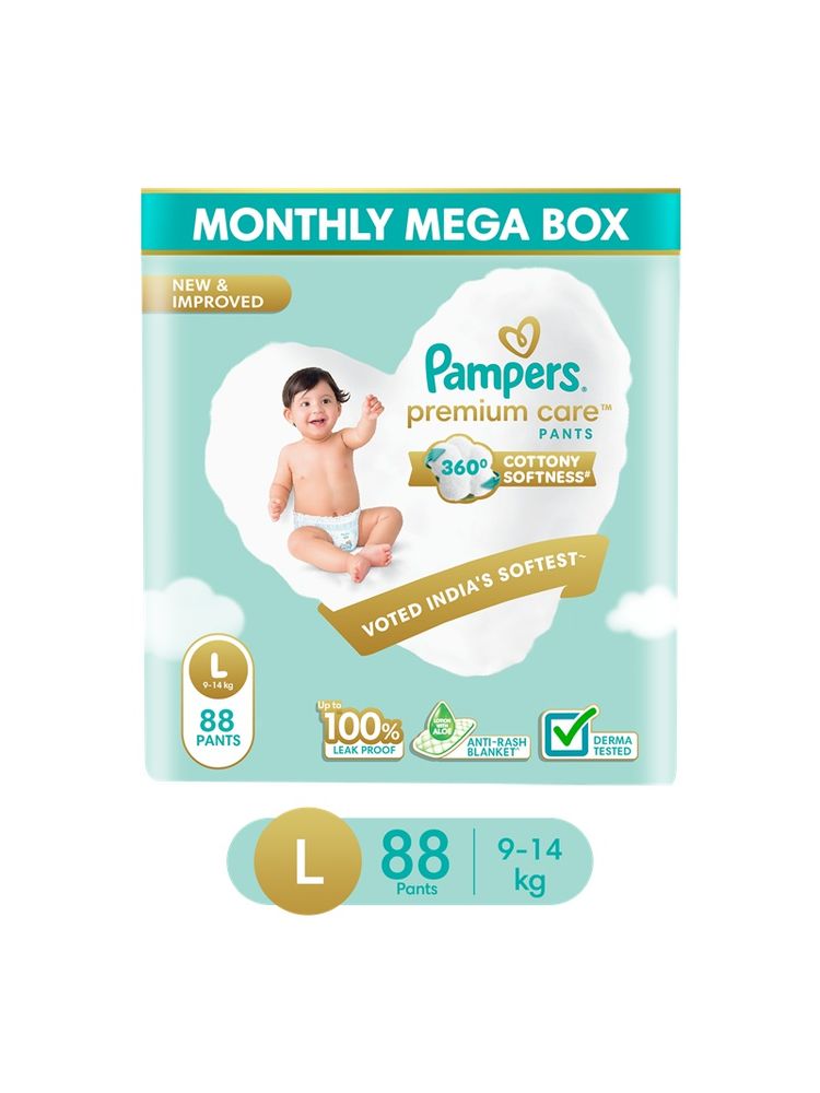 Pampers Premium Care Pants Diapers Monthly Box Pack - L (Pack of 88)