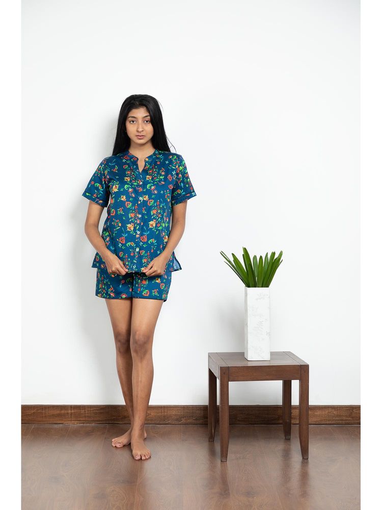 Forty Winks Urban Kavya Navy Cotton Shorts & Top-image-1