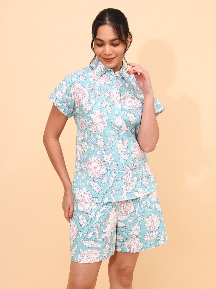 YELLOW BLOOM OCEAN FLORAL Top & Shorts-image-5