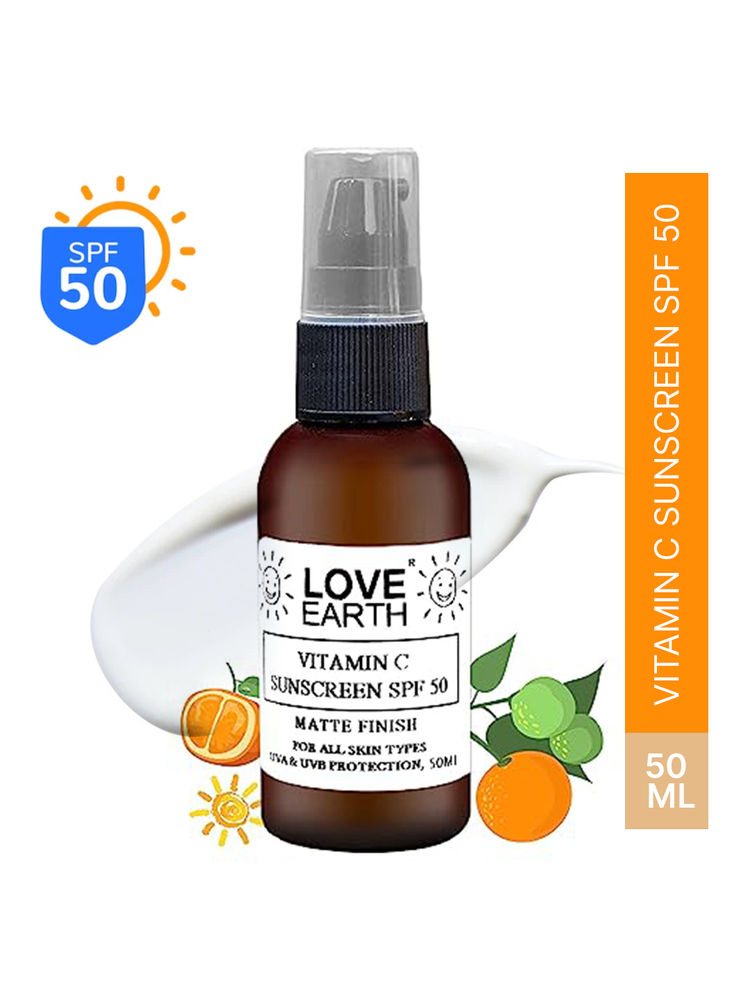 Love Earth Vitamin C Sunscreen SPF-50 for UVAUVB Ray Protection with Vitamin C & Essential Oils-image-44