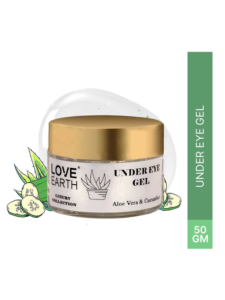 Love Earth Organic Under Eye Gel with Aloe Vera & Cucumber Reduces Dark Circles Puffiness and Fine Lines-image-5