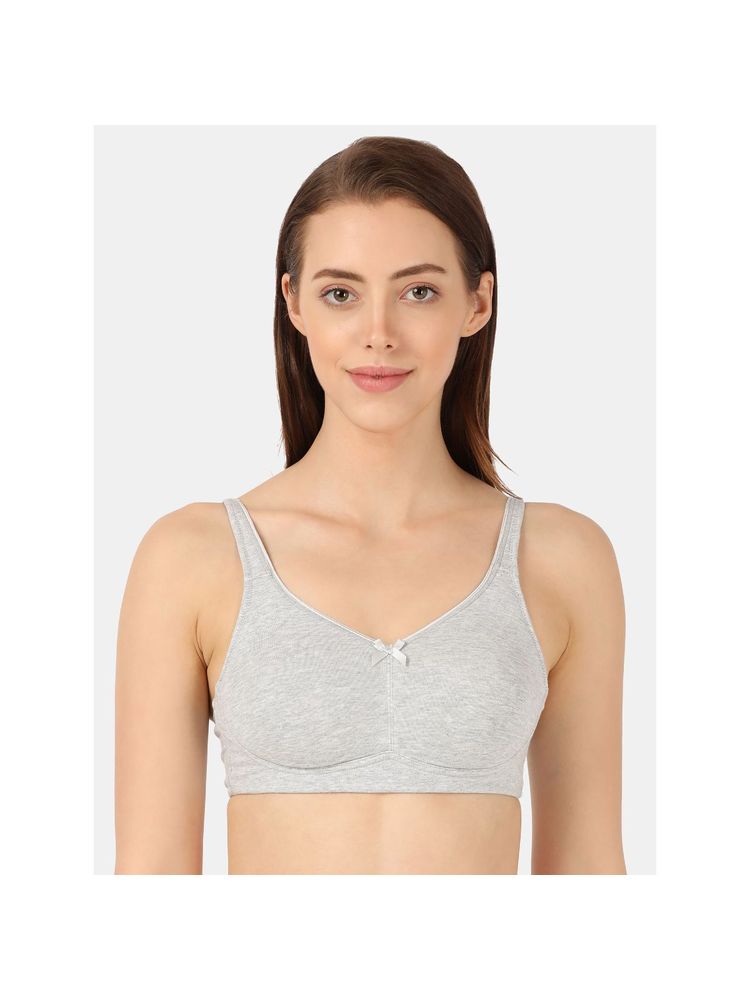 Jockey FE41 Wirefree Non Padded Cotton Elastane Full Coverage Everyday Bra - Grey Mel-picture-14
