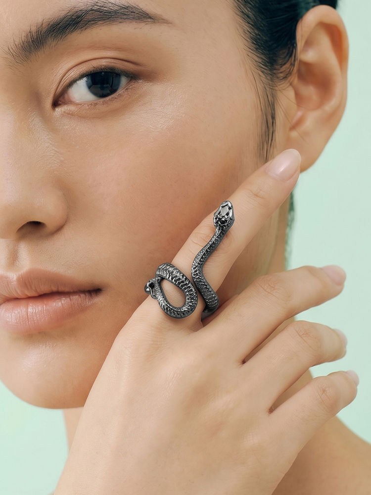 Joker & Witch Sireva Black Adjustable Snake Ring-picture-17
