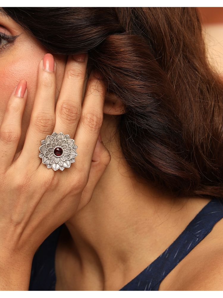 fabindia fashion Fabindia Metal Maroon Adjustable Ring-picture-25