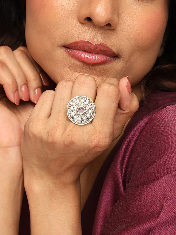 fabindia fashion Fabindia Metal Mauve Adjustable Ring-picture-11
