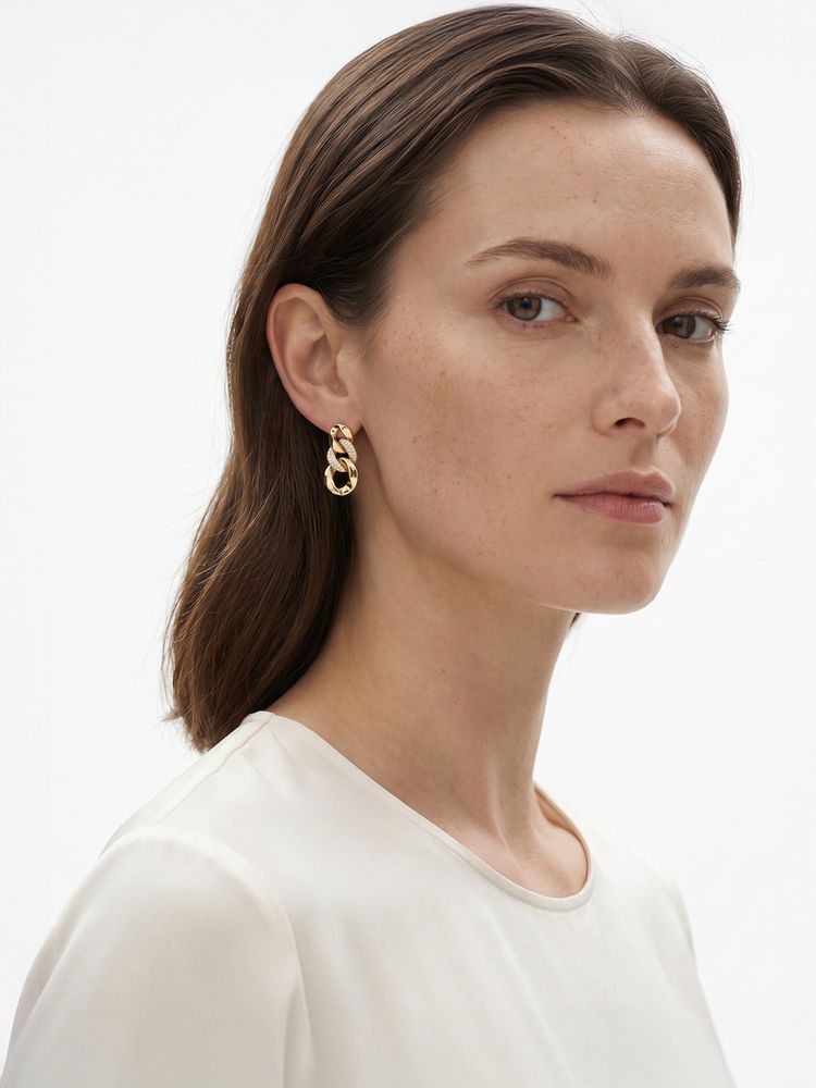 Carlton London 18Kt Gold-Plated Cz Interlocking Link Drop Earrings-picture-14