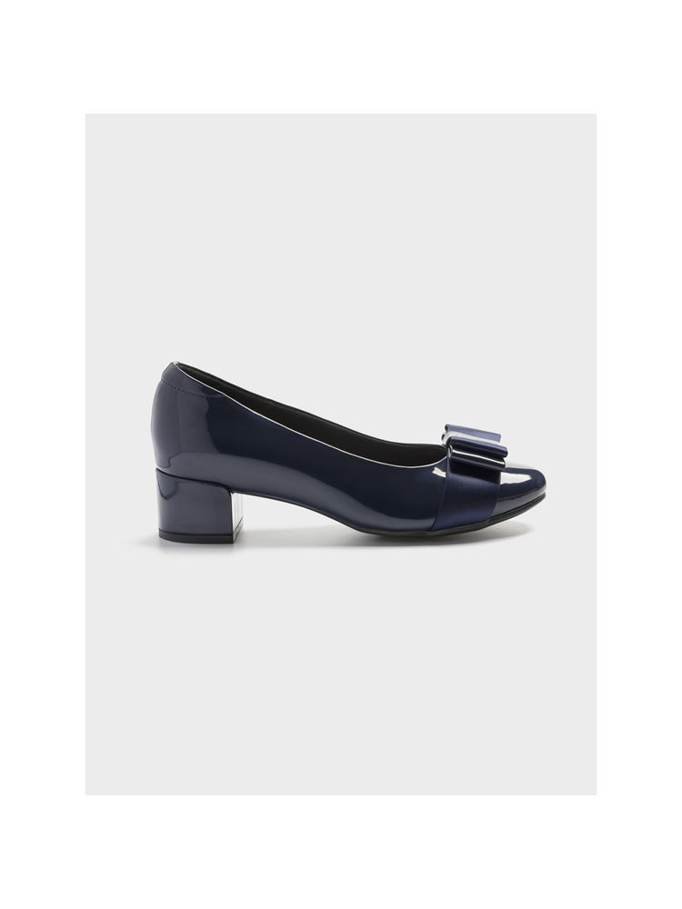 Lemon & Pepper Blue Solid/plain Round Toe Block Heels-image-16