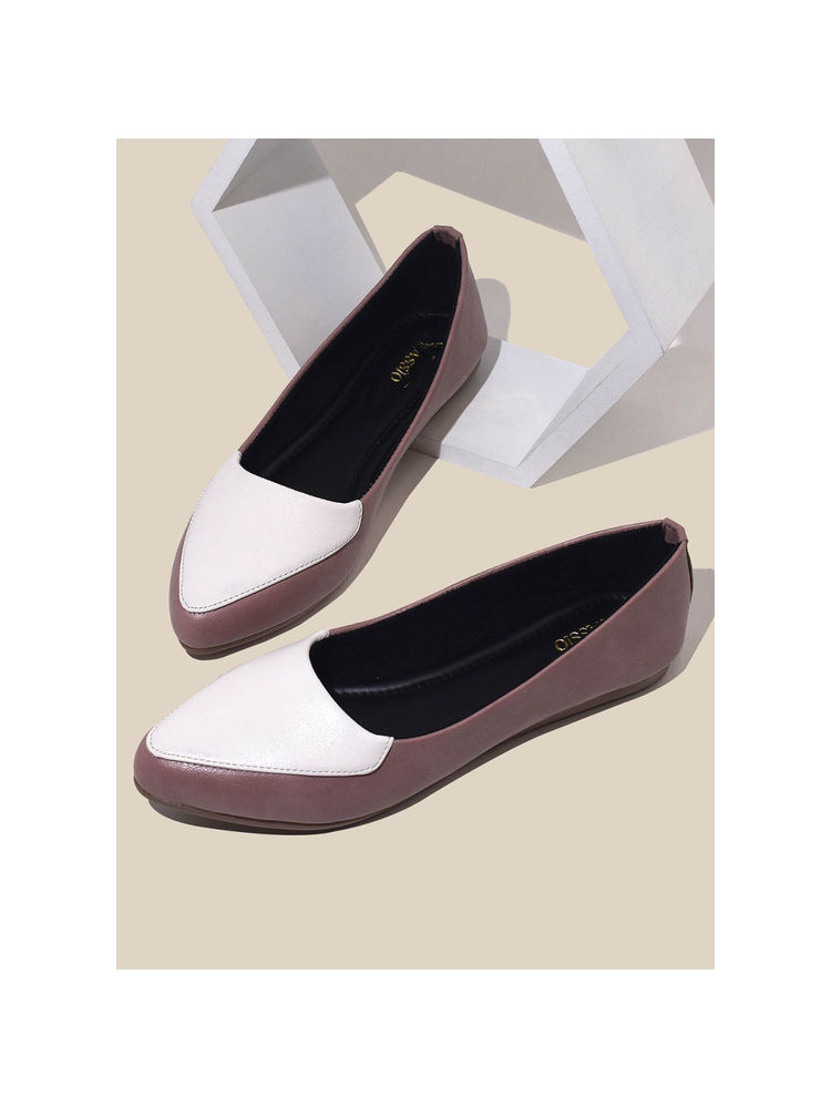 YASSIO Women Two-Tone Pink and White Ballet Flats-image-45