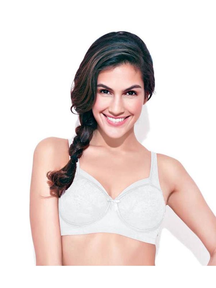 Enamor FB06 Classic Lift Full Support Bra - Non-Padded Wirefree Full Coverage - White