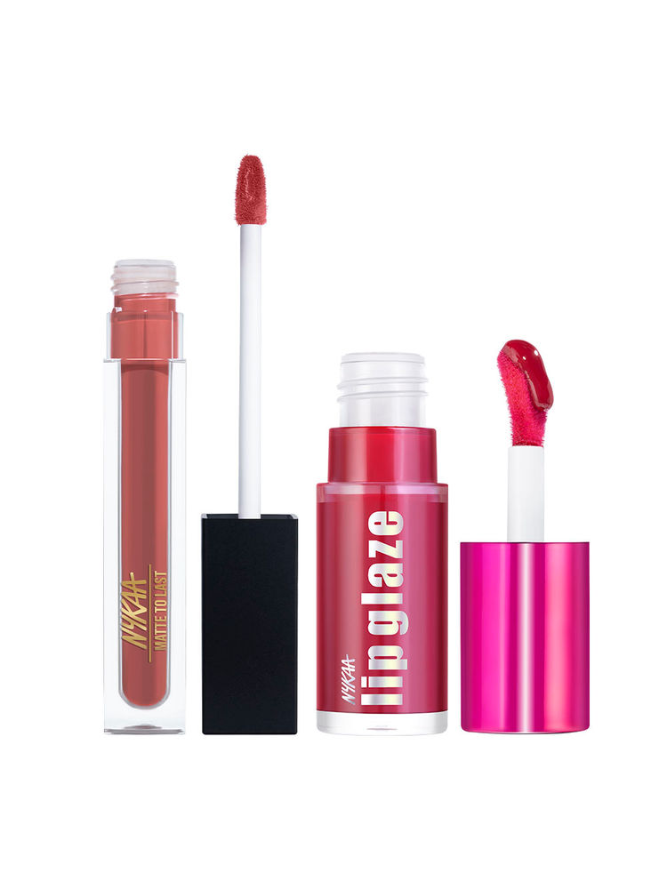 Nykaa Cosmetics Best of Lips Combo : Matte to Last Liquid Lipstick & Lip Glaze Gloss
